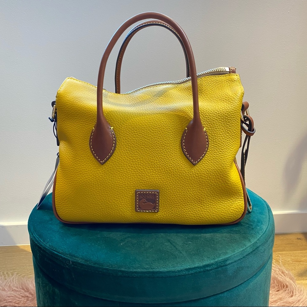 Dooney & Bourke Pebble Grain Satchel in Mustard